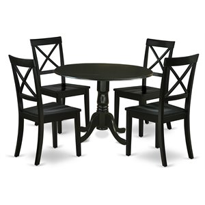 Atlin Designs 5-piece Wood Dining Set with Round Table in Black
