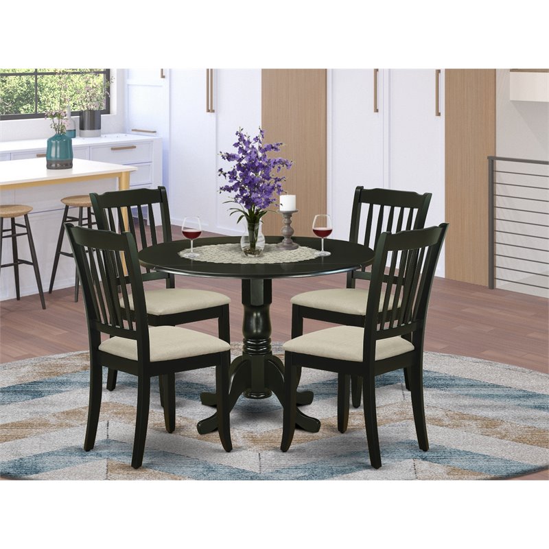 Atlin Designs 5-piece Wood Dining Set with Slatted Chairs in Black