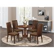 Atlin Designs 5-piece Wood Dining Set w/ Fabric Chairs in Mahogany