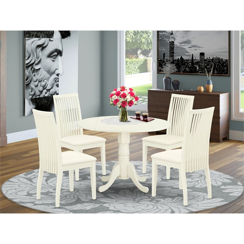 Atlin Designs 5-piece Wood Dining Set with Cushion Seat in White