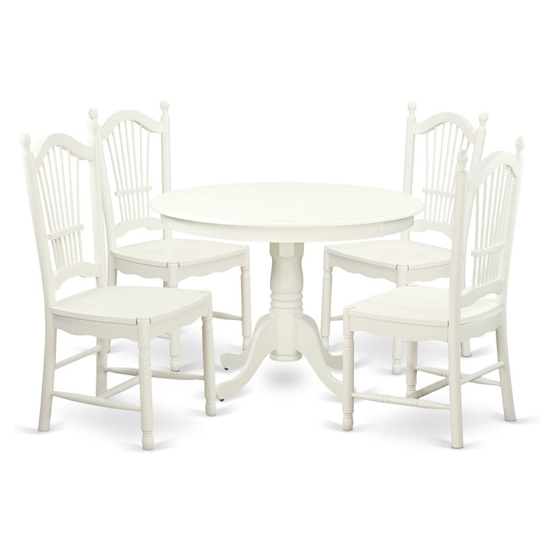Atlin Designs 5-piece Wood Dining Table and Chairs in Linen White