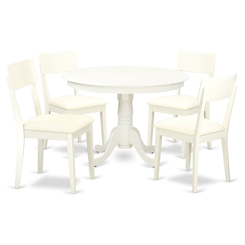 Atlin Designs 5-piece Wood Dining Set with Leather Seat in White