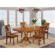 Atlin Designs 5-piece Dining Set with Wood Chairs in Saddle Brown