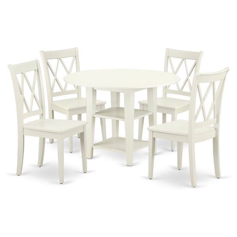 Atlin Designs 5-piece Wood Dining Set with Round Table in White