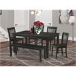 Atlin Designs 6-piece Dining Set with Wood Seat in Black