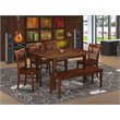 Atlin Designs 6-piece Dining Set with Wood Seat in Mahogany