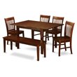 Atlin Designs 6-piece Dining Set with Wood Seat in Mahogany