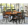 Atlin Designs 7-piece Wood Dining Set w/ Leather Seat in Black/Cherry