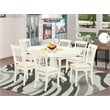 Atlin Designs 7-piece Wood Dining Set with Oval Table in Linen White