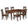 Atlin Designs 7-piece Wood Dining Set with Linen Seat in Mahogany