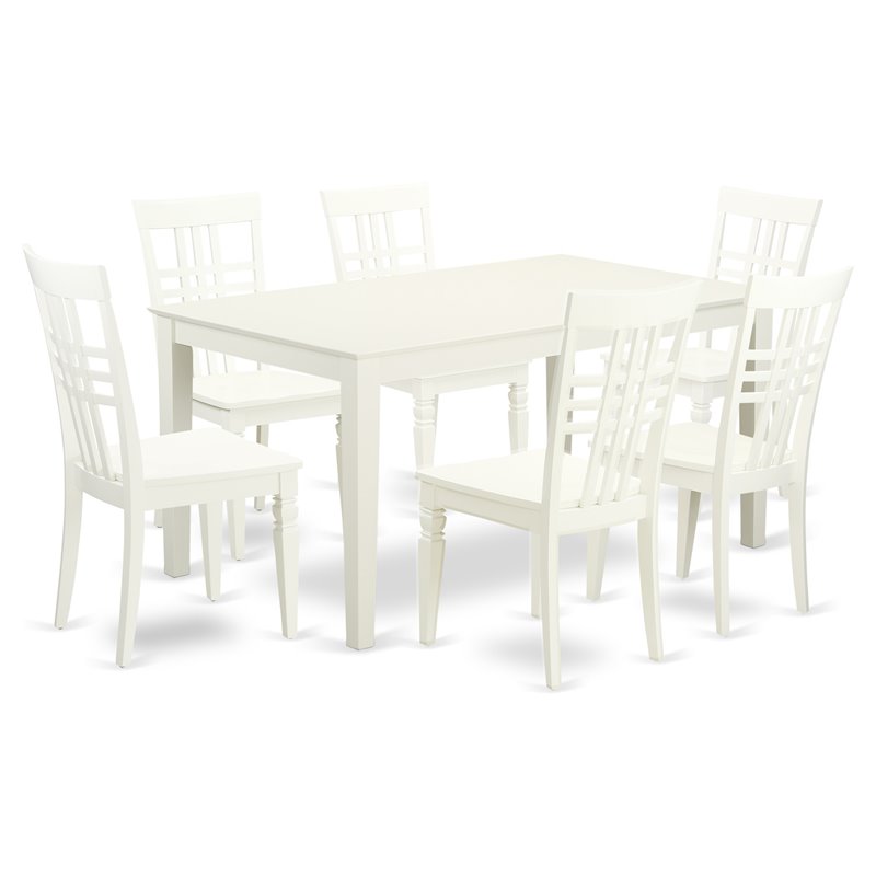 Atlin Designs 7-piece Wood Table and Dining Chairs in Linen White