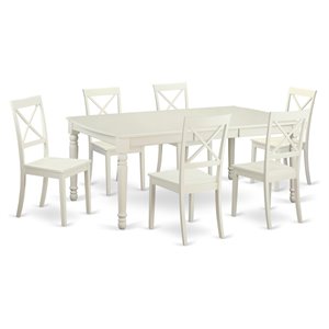 Atlin Designs 7-piece Wood Dining Room Set in Linen White