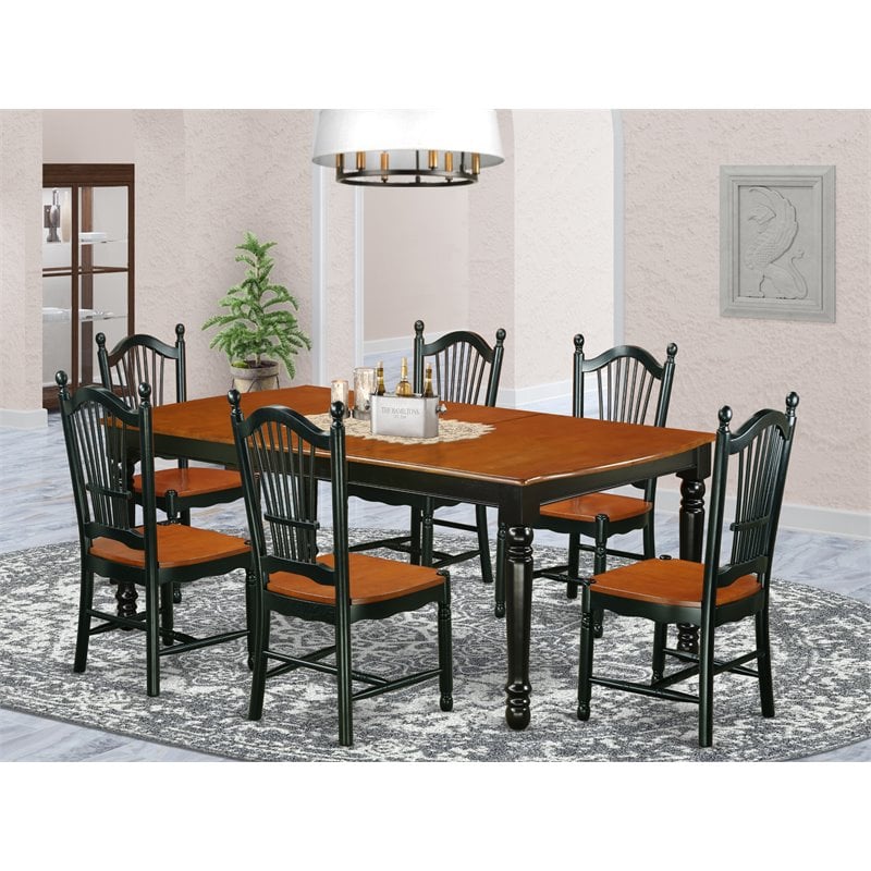 Atlin Designs 7-piece Wood Dining Room Table Set in Black/Cherry