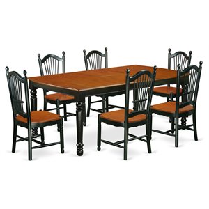 Atlin Designs 7-piece Wood Dining Room Table Set in Black/Cherry