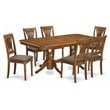 Atlin Designs 7-piece Dining Set with Linen Seat in Saddle Brown