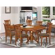 Atlin Designs 7-piece Dining Set with Fabric Seat in Saddle Brown