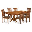 Atlin Designs 7-piece Dining Set with Fabric Seat in Saddle Brown