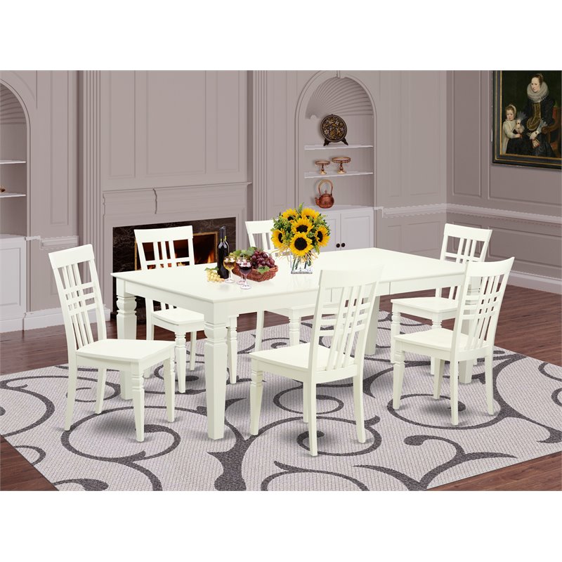 Atlin Designs 7-piece Wood Dining Table and Chairs in Linen White