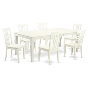 Atlin Designs 7-piece Wood Dining Table and Chairs in Linen White