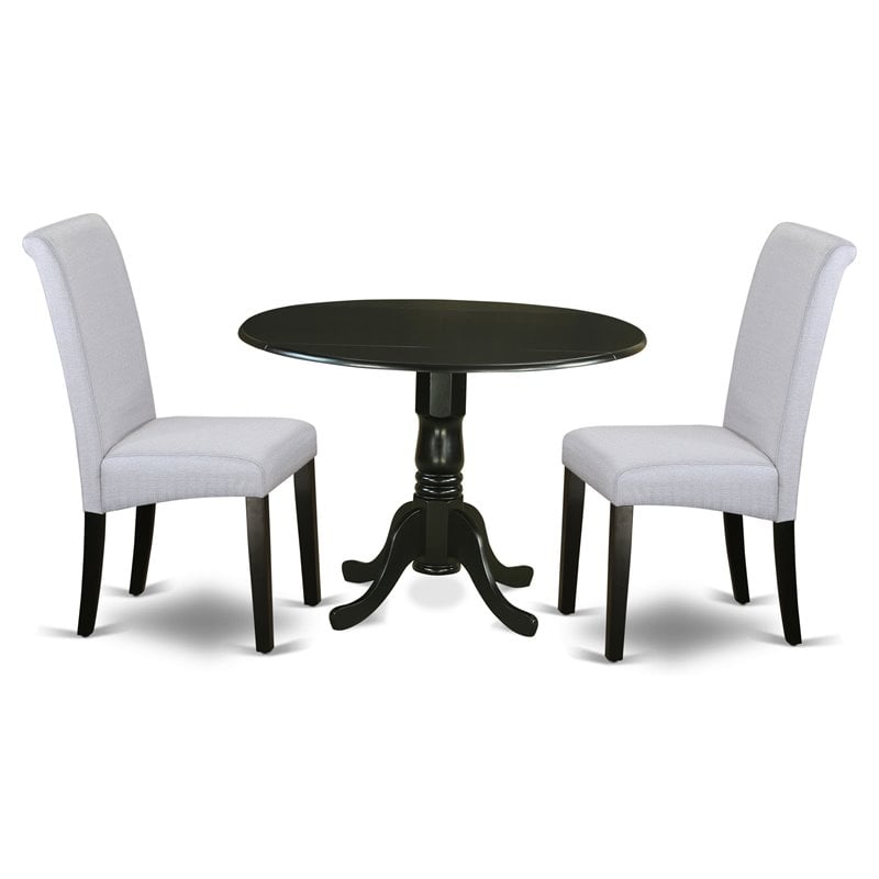 Atlin Designs 3-piece Wood Dining Set in Black/Grayish Blue