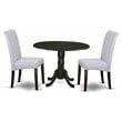 Atlin Designs 3-piece Wood Dining Set in Black/Grayish Blue