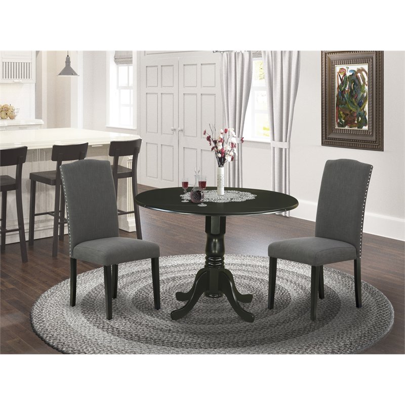 Atlin Designs 3-piece Wood Dining Set in Black/Dark Gotham Gray