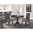 Atlin Designs 3-piece Wood Dining Set in Black/Dark Gotham Gray