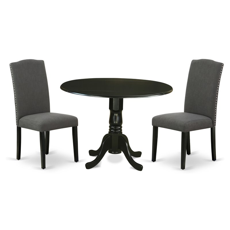 Atlin Designs 3-piece Wood Dining Set in Black/Dark Gotham Gray