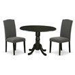 Atlin Designs 3-piece Wood Dining Set in Black/Dark Gotham Gray