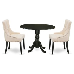 Atlin Designs 3-piece Wood Dining Set in Black/Light Beige