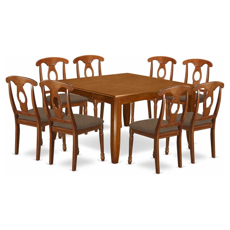 Atlin Designs 9-piece Dining Set with Cushion Seat in Saddle Brown