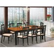 Atlin Designs 9-piece Dining Set with Fabric Seat in Black/Cherry