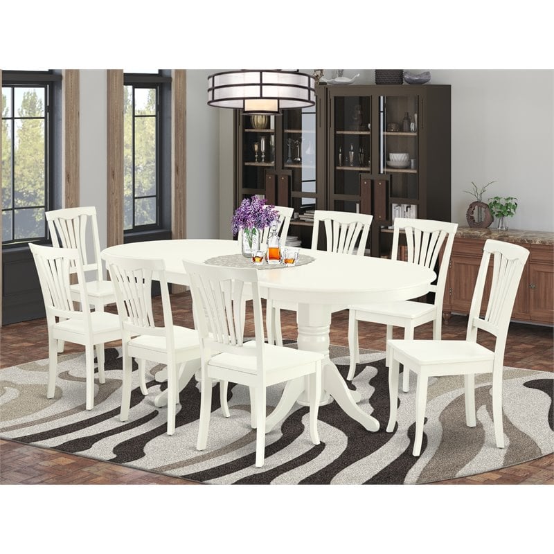 Atlin Designs 9-piece Dining Set with Wood Seat in White