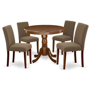 atlin designs 5-piece wood dining set in mahogany/coffee