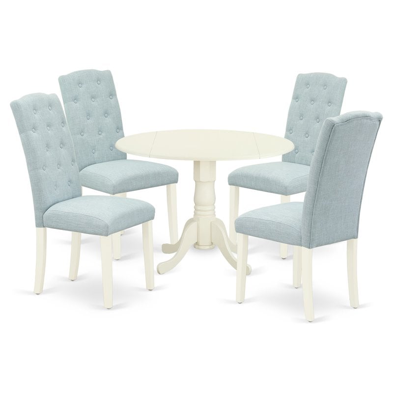 Atlin Designs 5-piece Wood Dining Set in Linen White/Baby Blue