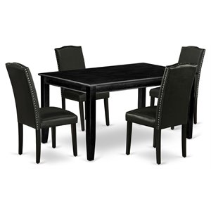 atlin designs 5-piece wood dining set with leather seat in black