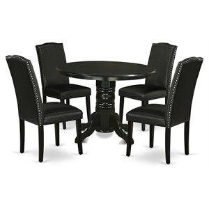 atlin designs 5-piece wood dining table set in black