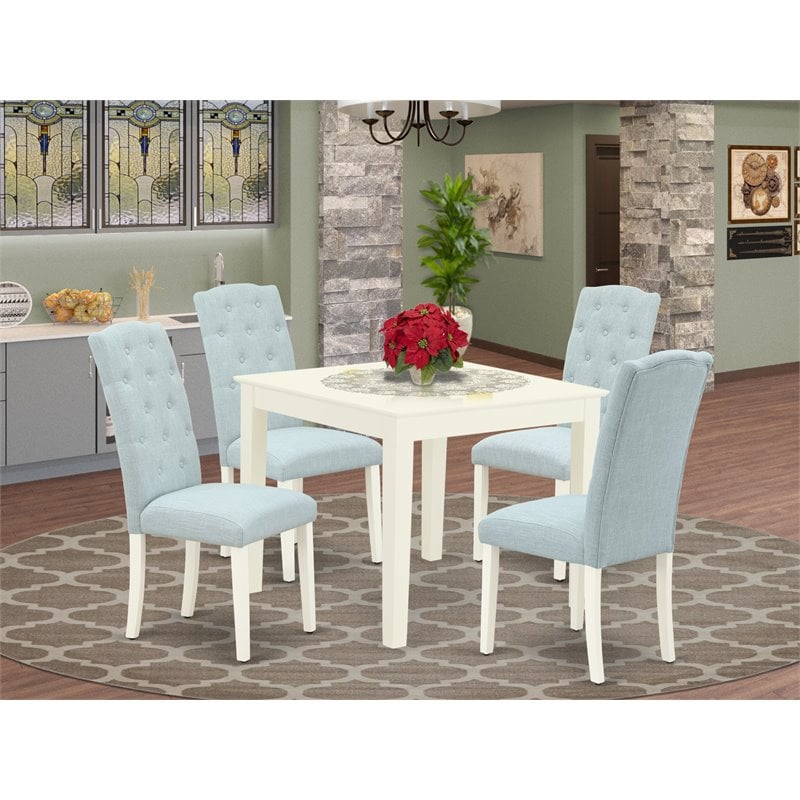 Atlin Designs 5-piece Wood Dining Set in Linen White/Baby Blue