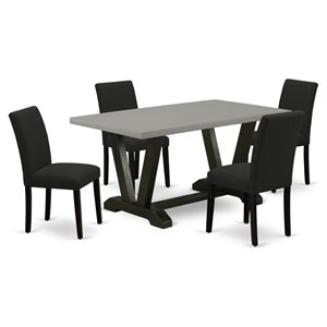 atlin designs 5-piece dining set with upholstered seat in black