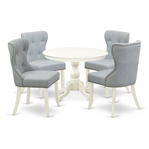 atlin designs 5-piece wood dining set in linen white/baby blue
