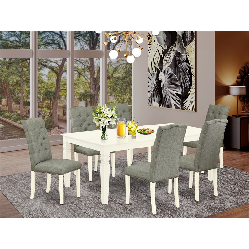 Atlin Designs 7-piece Wood Dining Room Set in Linen White