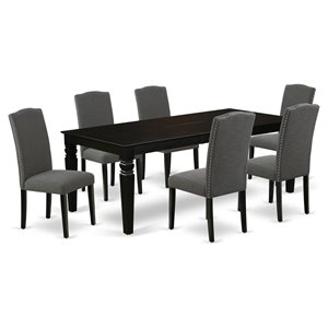 atlin designs 7-piece wood dining set in black/dark gotham gray