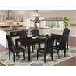 Atlin Designs 7-piece Wood Dining Set with Leather Seat in Black