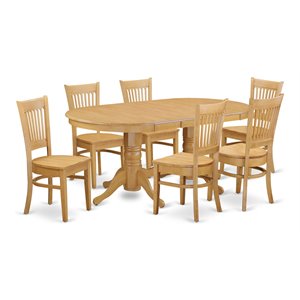 atlin designs 7-piece wood dining table and chairs in oak