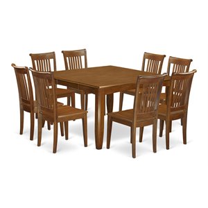 atlin designs 9-piece dining set with wood chairs in saddle brown