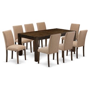 atlin designs 9-piece wood dining set in brown/light sable