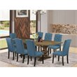 Atlin Designs 9-piece Wood Dining Set in Brown/Mineral Blue