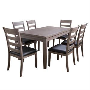 atlin designs 7 piece classic wood dining set in gray