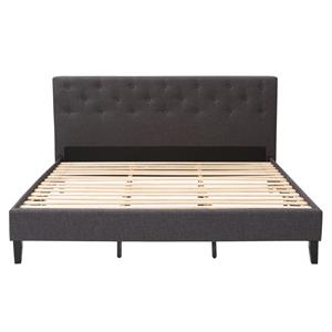 atlin designs tufted fabric king size bed in dark gray