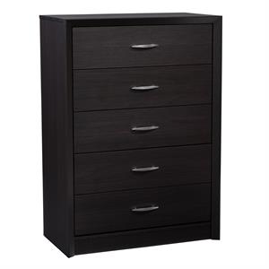 atlin designs 5-drawer mid-century engineered wood tall dresser in black oak